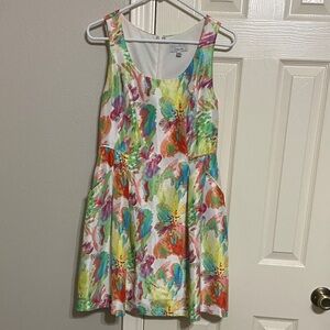 Watercolor Floral Sleeveless Swing Dress - Multicolor